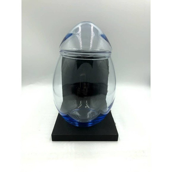 Blue Tint Glass Egg Container with Lid